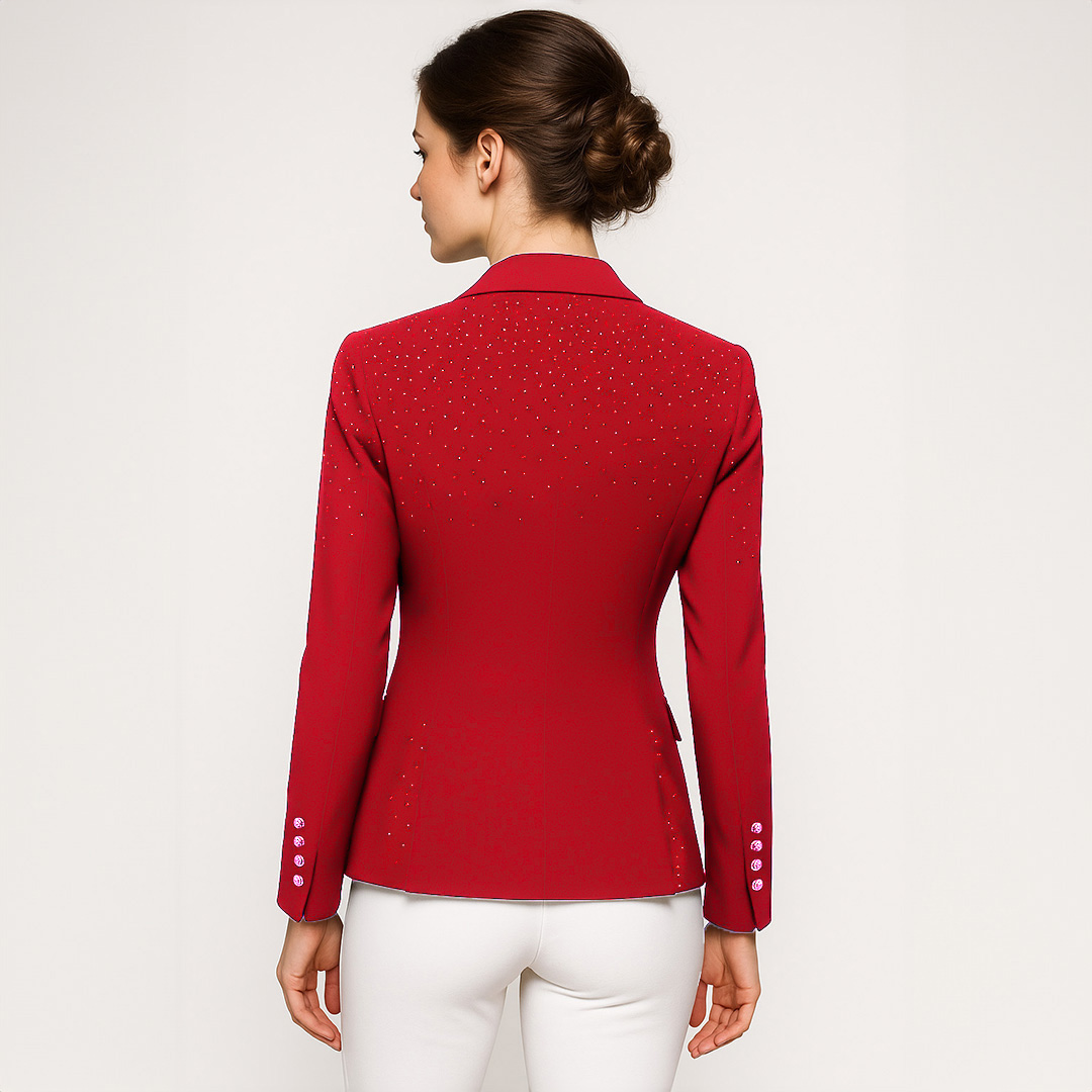 Korte Rode Rijjas met Kristallen - Afbeelding 3