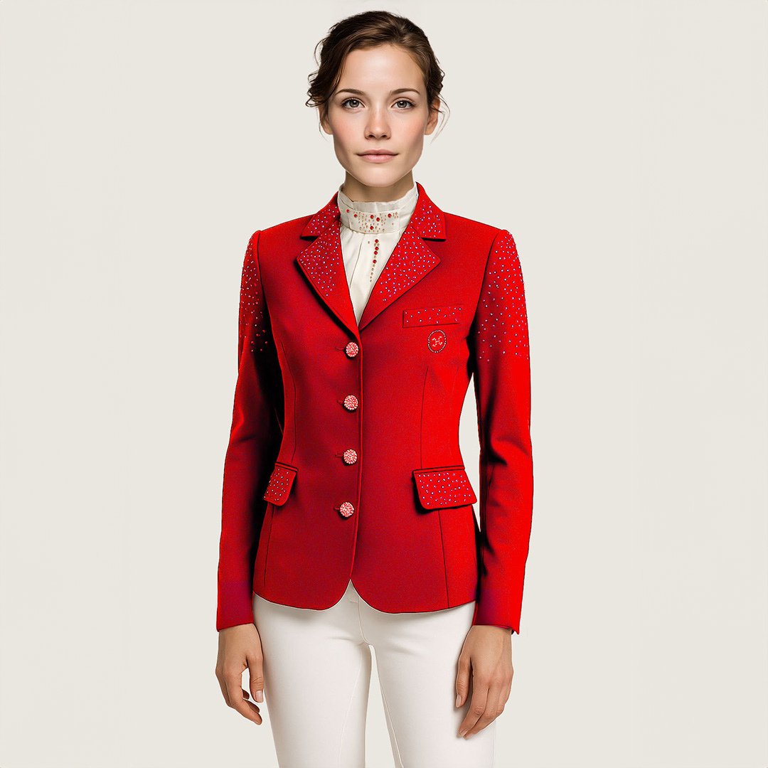 Korte Rode Rijjas met Kristallen