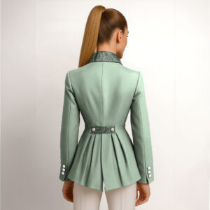 Korte Pistache Rijjas met Waaierrok en Hoge Taille