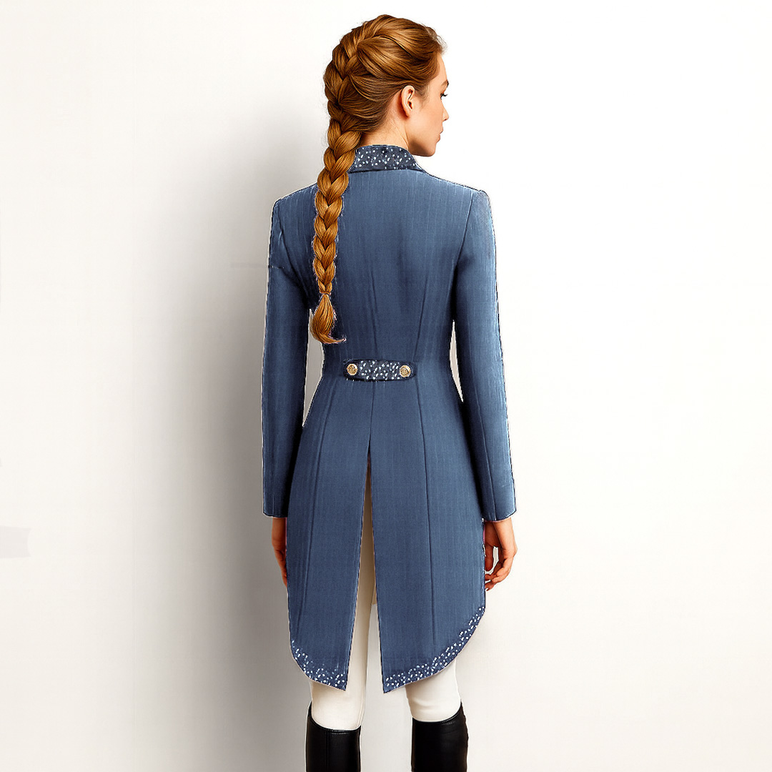 Luxe Lange Denim Dressuurjas met Kristallen - Afbeelding 2