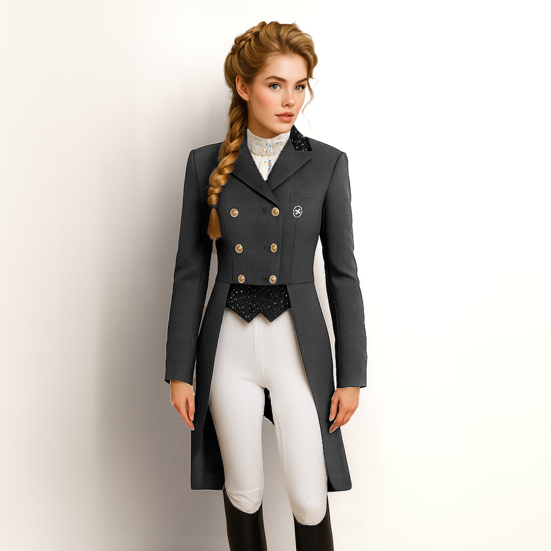 Luxe Lange Antraciet Rijjas met Kristallen