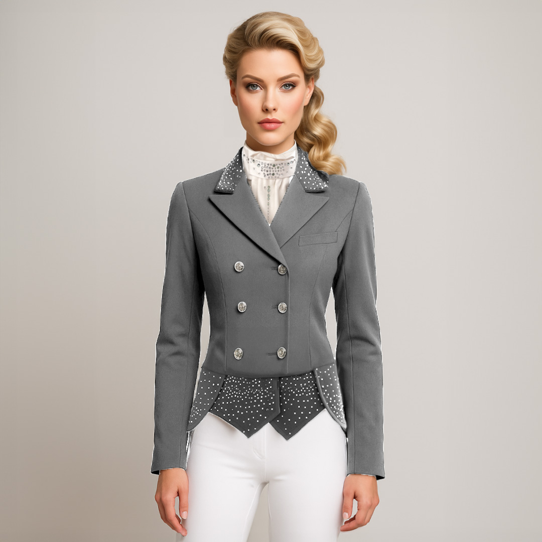 Zilvergrijze dressuurjas korte slippen