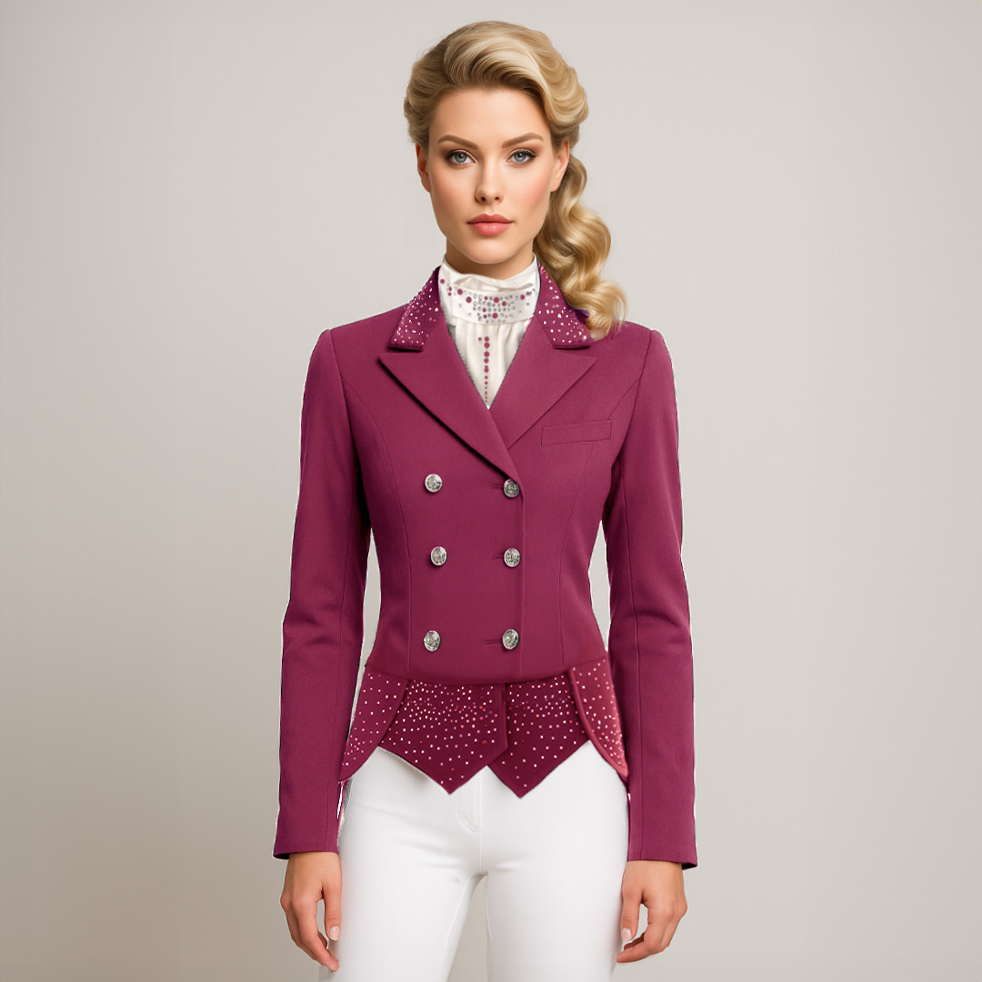 Aubergine dressuurjas korte slippen