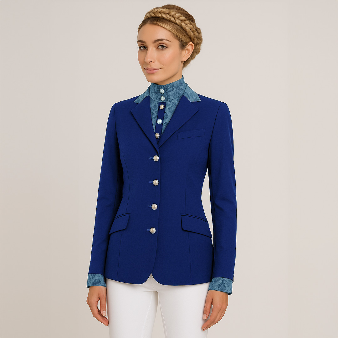 kort rijjasje koningsblauw met strik en kant - Afbeelding 2